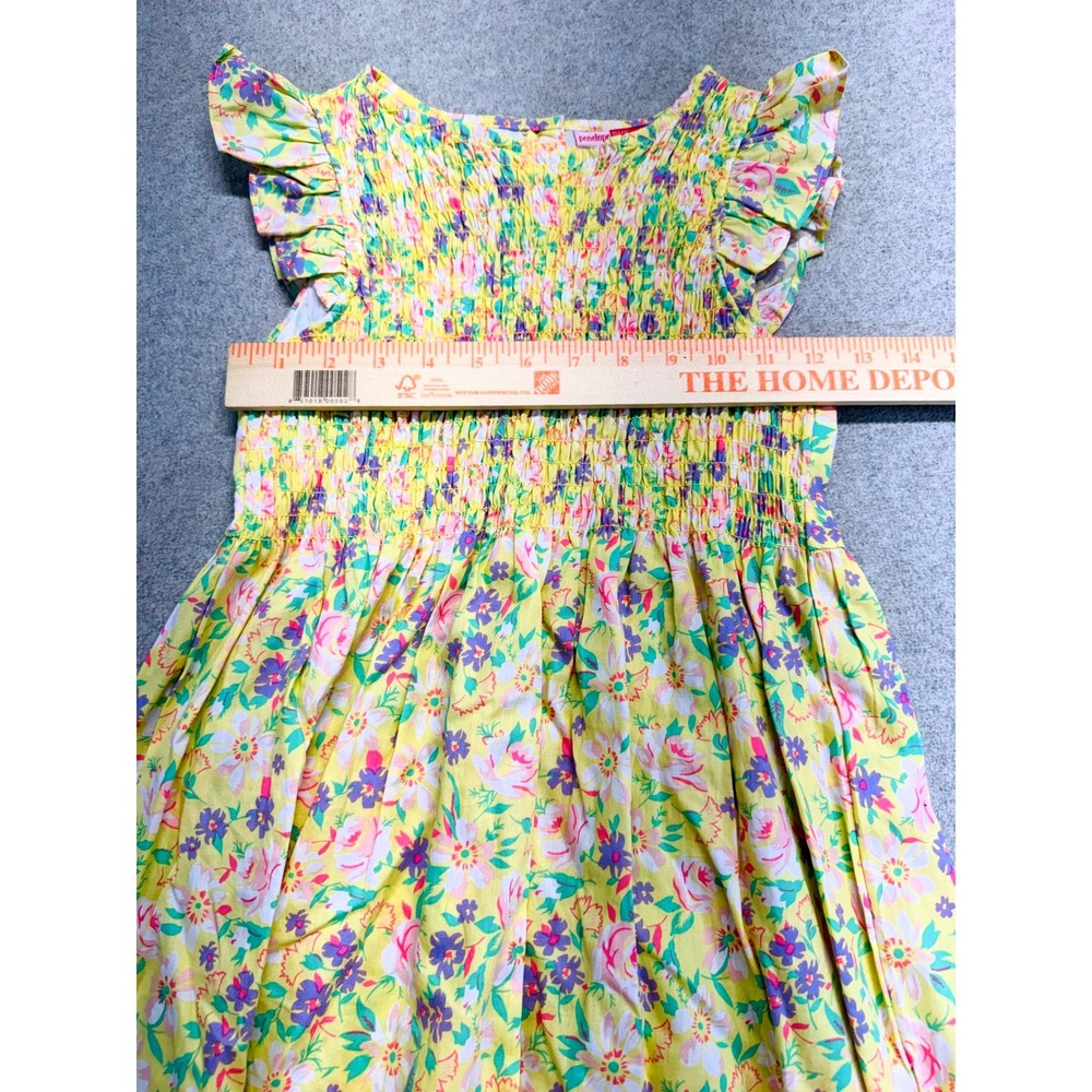 Penelope Mack Girls Size 12 Yellow Floral Smocked Dress Flutter Sleeve‎ Summer - Picture 7 of 10